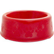 Comedouro Plástico Patinhas Filhotes Vermelho - 300 mL