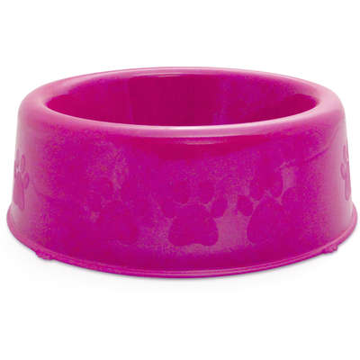 Comedouro Plástico Patinhas Rosa Raças Pequenas