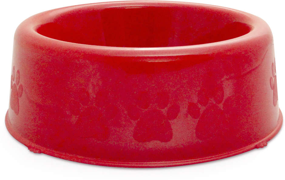 Comedouro Plástico Patinhas Vermelho Raças Pequenas - 600 mL