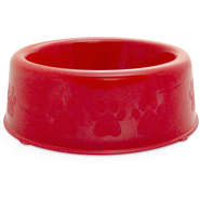 Comedouro Plástico Patinhas Vermelho Raças Pequenas - 600 mL