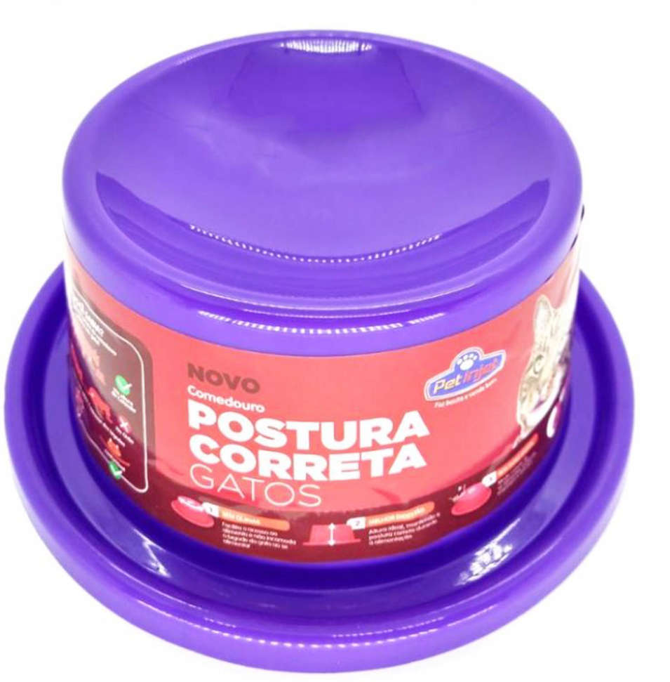 Comedouro Postura Correta Lilás para Gatos - Tam. P