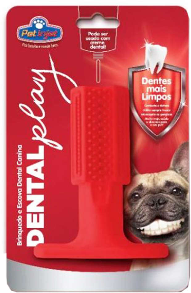 Escova Dental Play Vermelho para Cães - Tam. P