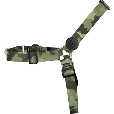 Conjunto Peitoral Antipuxão e Guia Camuflado para Cães