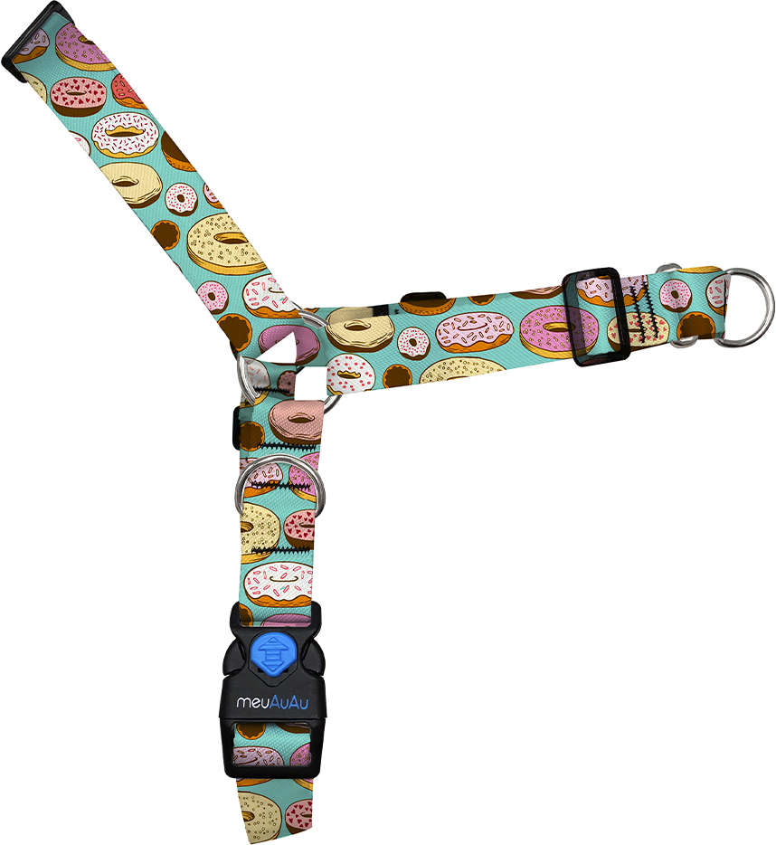 Conjunto Peitoral Antipuxão e Guia Donuts para Cães - Tam. G