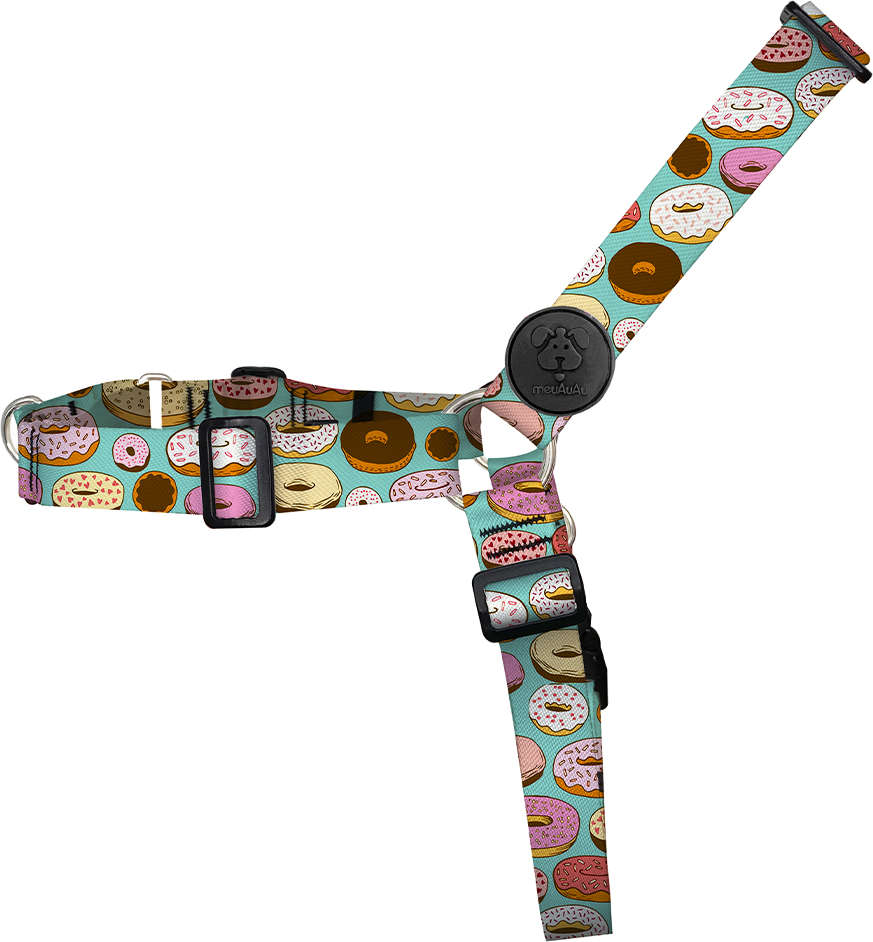 Conjunto Peitoral Antipuxão e Guia Donuts para Cães - Tam. G