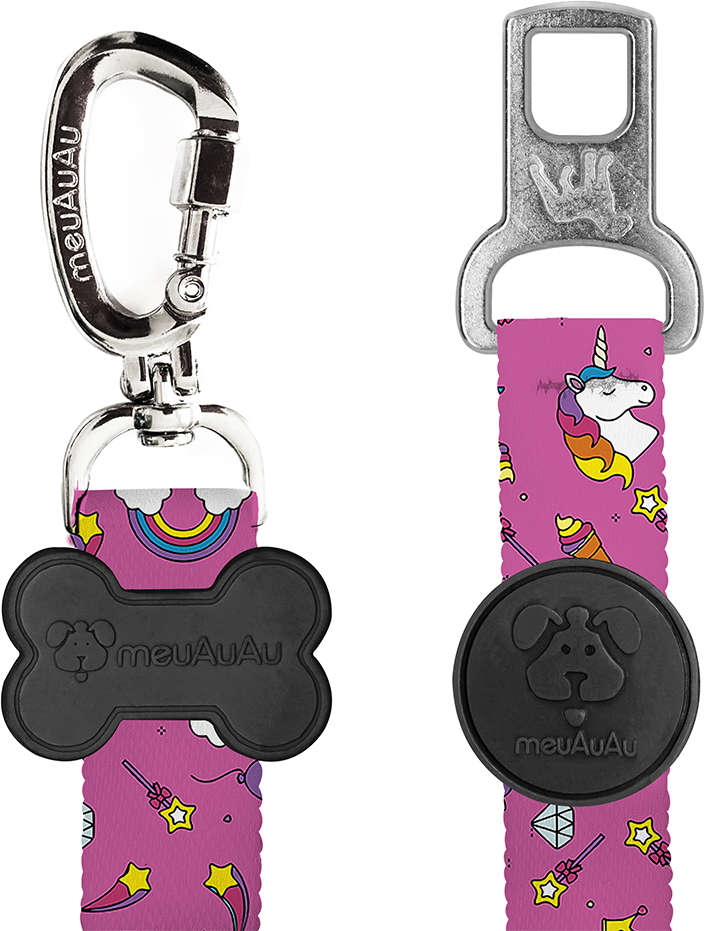 Cinto de Segurança Unicórnio Rosa para Cães - Tam. Único