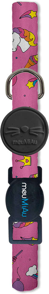Coleira Unicórnio Rosa para Gatos - Tam. Único