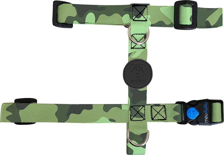 Peitoral H e Guia Camuflada para Cães - Tam. M