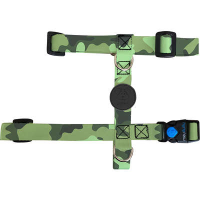 Conjunto Peitoral Antipuxão e Guia Camuflada para Cães