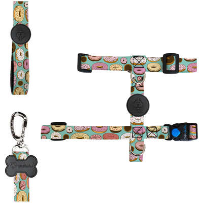 Conjunto Peitoral Antipuxão e Guia Donuts para Cães