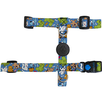 Conjunto Peitoral Antipuxão e Guia Pets Azul para Cães