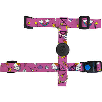 Conjunto Peitoral Antipuxão e Unicórnio Rosa para Cães