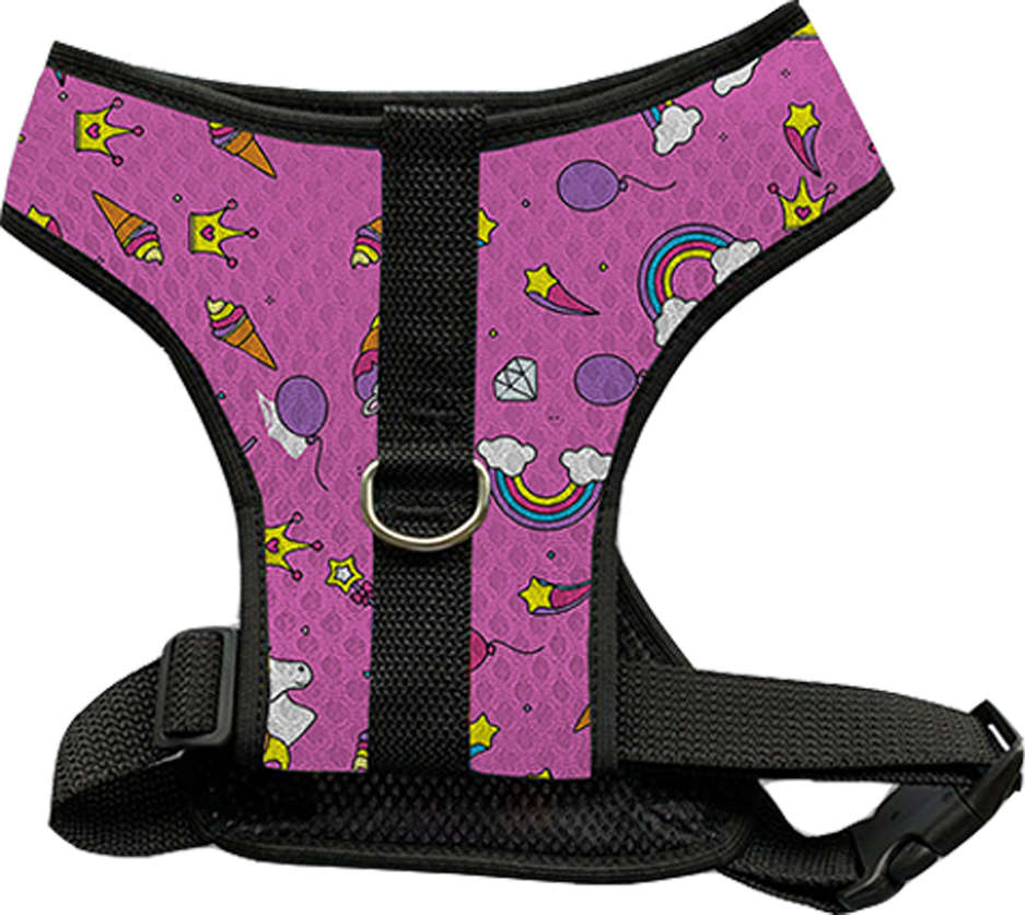 Peitoral Mesh Unicórnio Rosa para Cães - Tam. M