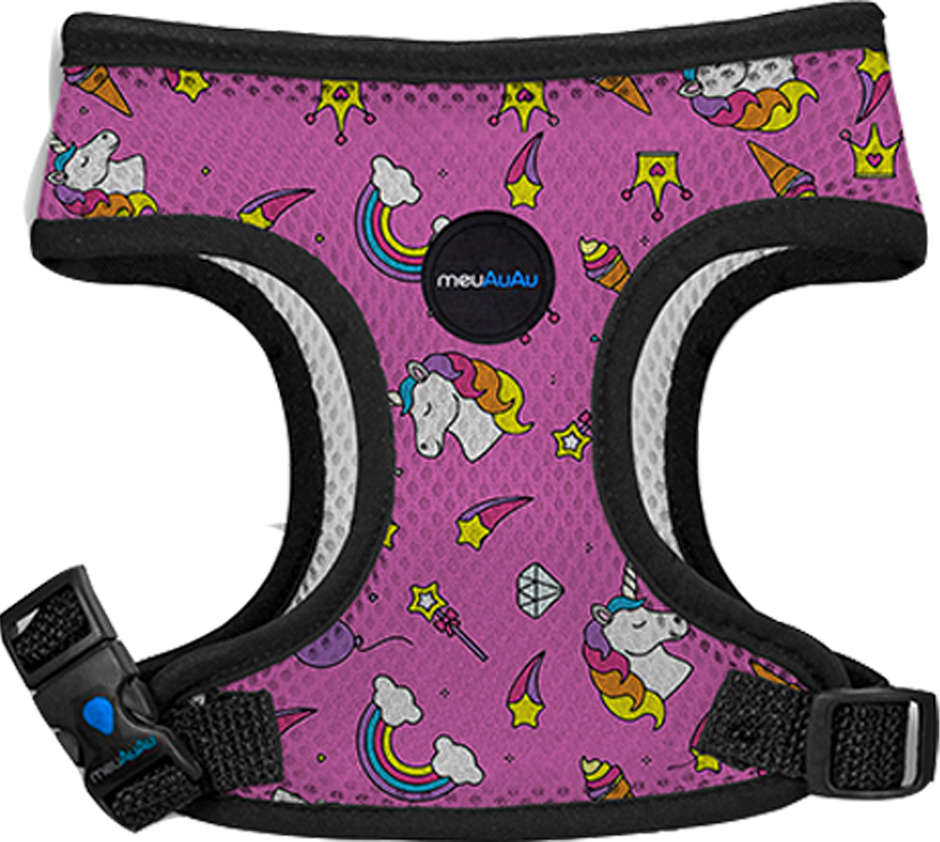 Peitoral Mesh Unicórnio Rosa para Cães - Tam. M
