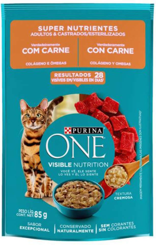 Ração Úmida Nestlé Purina One Carne para Gatos Adultos e Castrados - 85 g