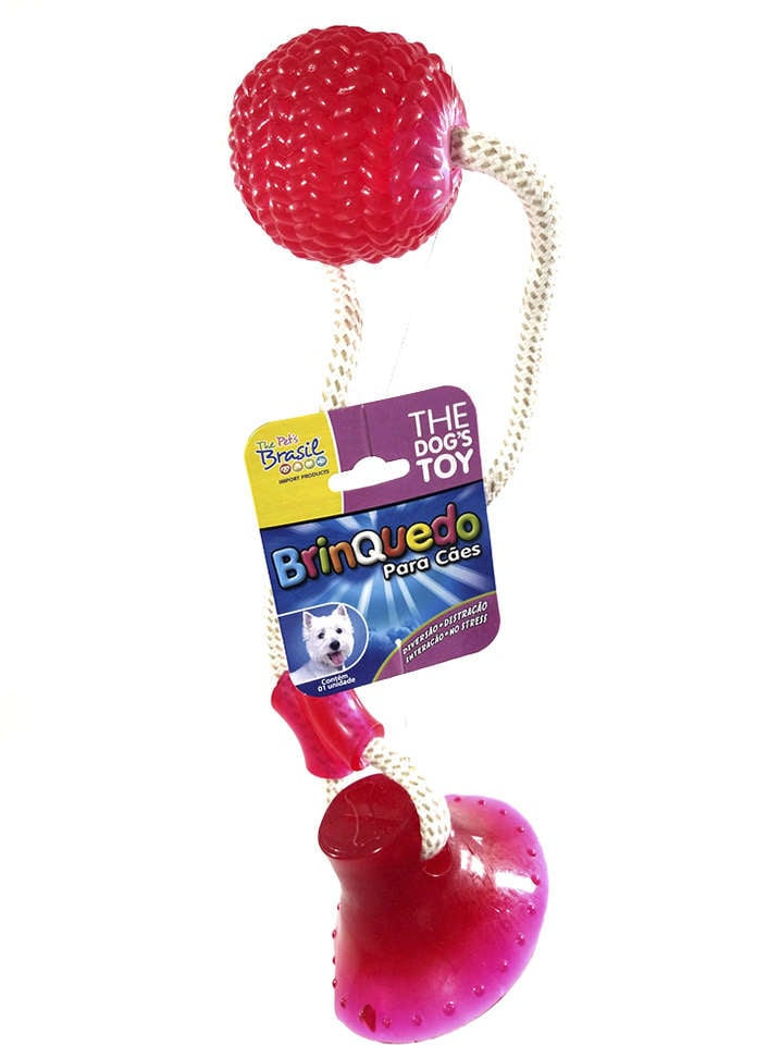 Brinquedo Mordedor Bola com Ventosa Rosa para Cães - Tam. Único