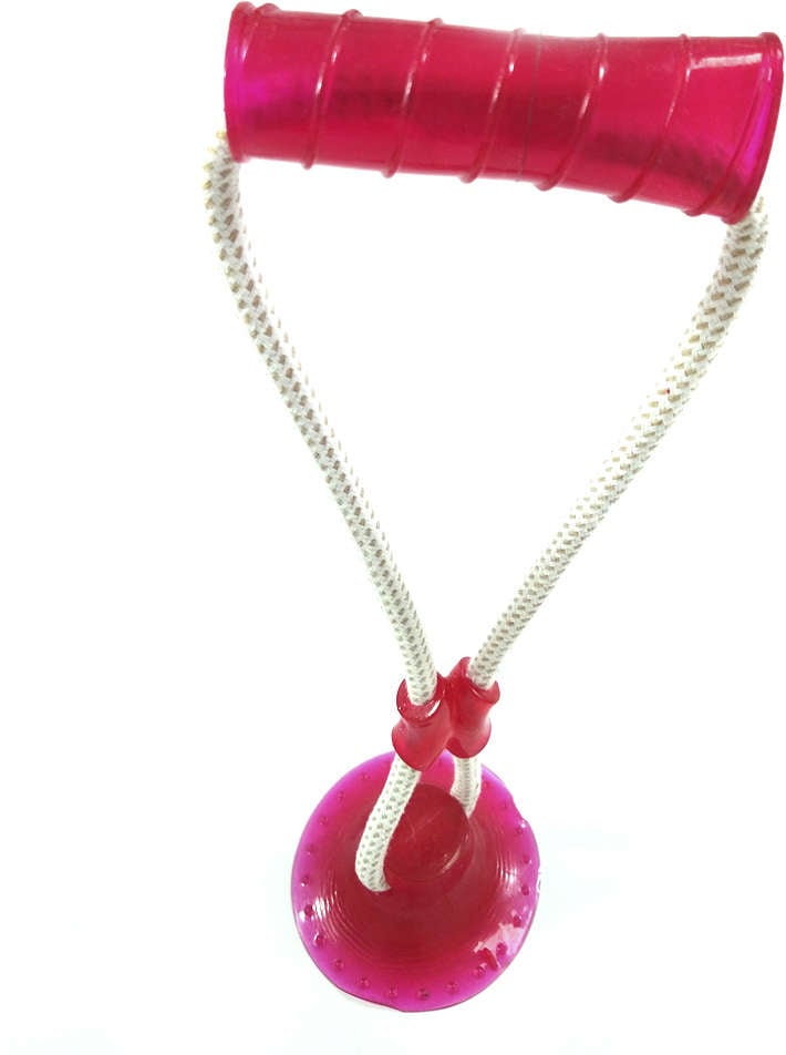Brinquedo Mordedor Puxador Ventosa Rosa para Cães- Tam. Único