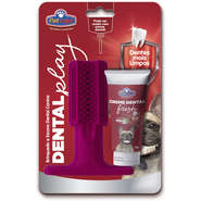 Escova Dental Play com Creme Fresh Rosa para Cães - Tam. Único