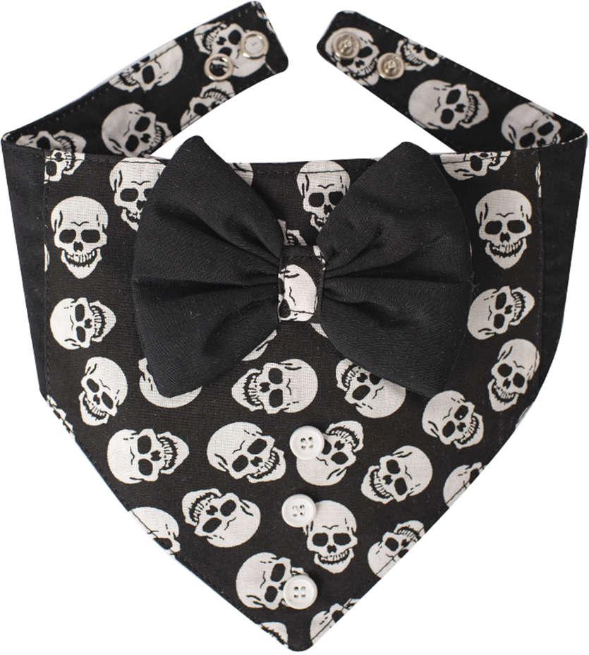 Bandana Gravata Borboleta Caveira para Cães - Tam. Único