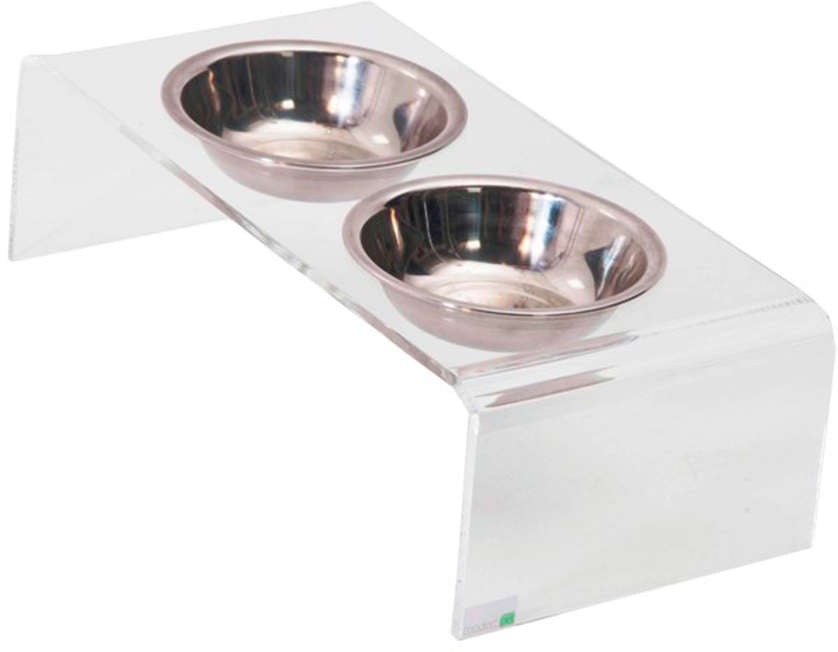 Comedouro e Bebedouro Duplo Acrílico Inox para Cães - Tam. P