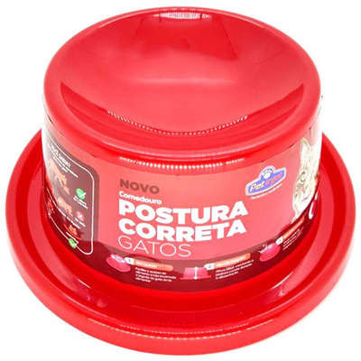 Comedouro Postura Correta Vermelho para Gatos