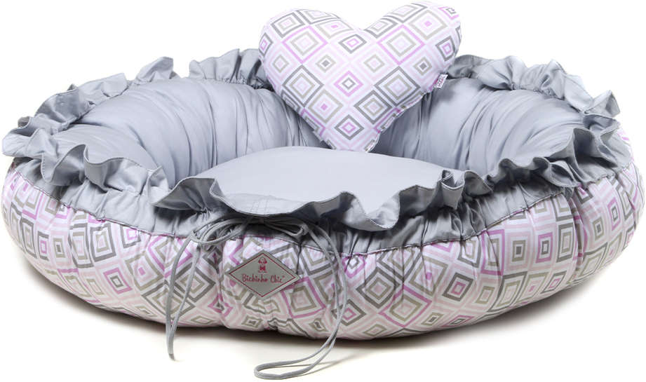Cama Love Cinza com Rosa - Tam. P