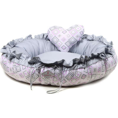 Cama Love Cinza com Rosa