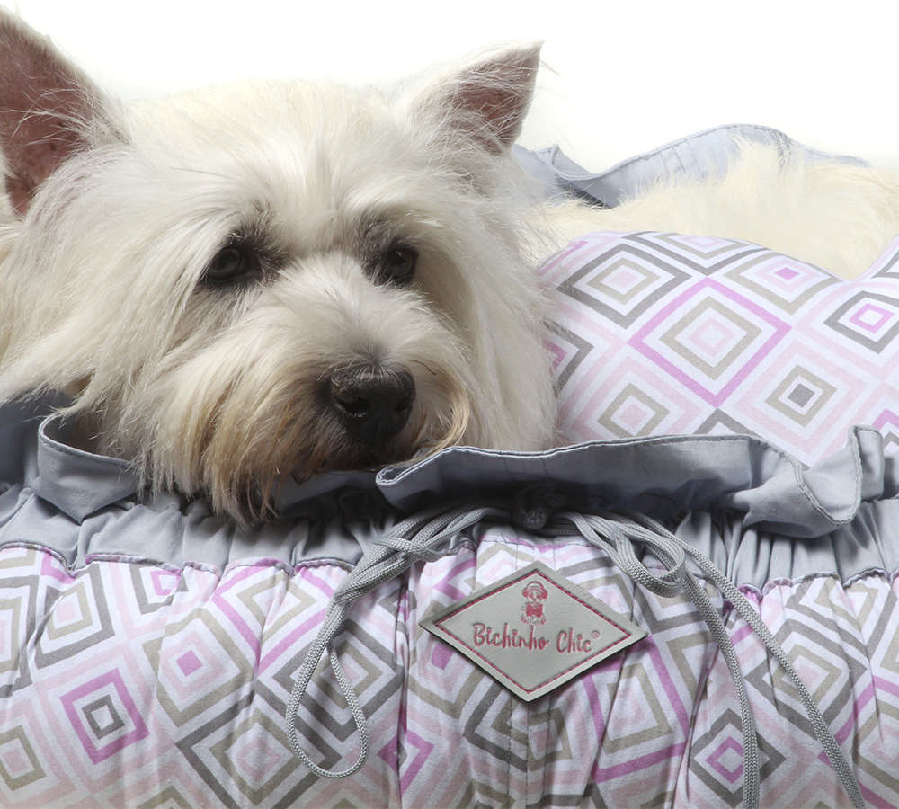 Cama Love Cinza com Rosa - Tam. P