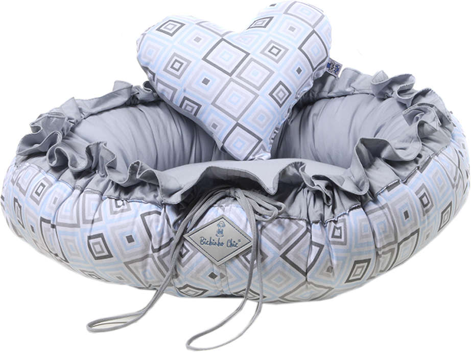 Cama Love Cinza com Azul - Tam. P