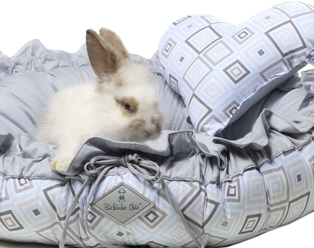Cama Love Cinza com Azul - Tam. P