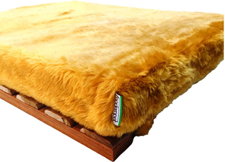 Cama Deck Madeira com Almofada Compacta Pelúcia Caramelo - Tam. G