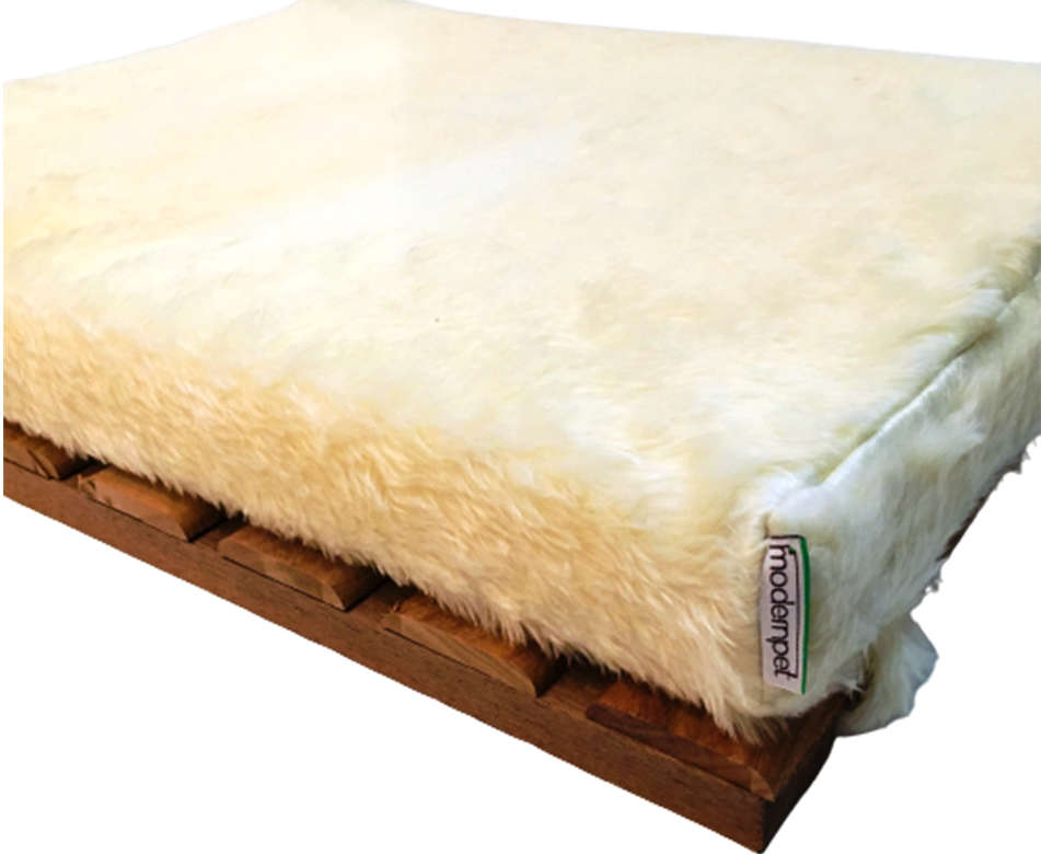 Cama Deck Madeira com Almofada Compacta Pelúcia Creme - Tam. M