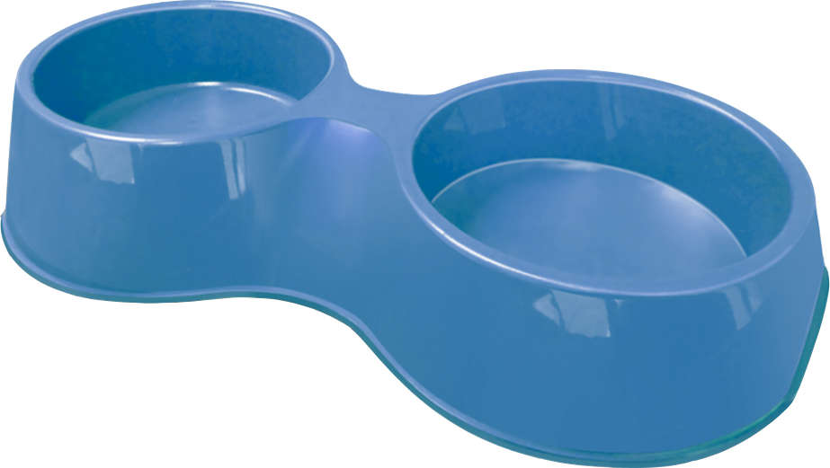 Comedouro Duplo Furacão Pet Pop Plástico Azul - 2 Litros