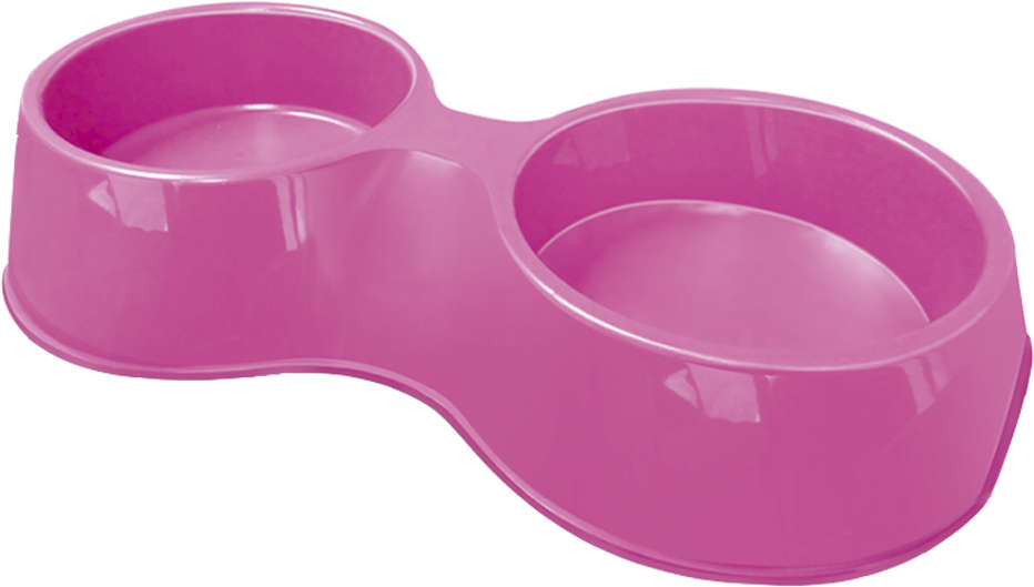 Comedouro Duplo Furacão Pet Pop Plástico Rosa - 2 Litros