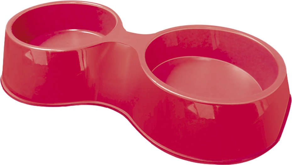 Comedouro Duplo Furacão Pet Pop Plástico Vermelho - 500 mL