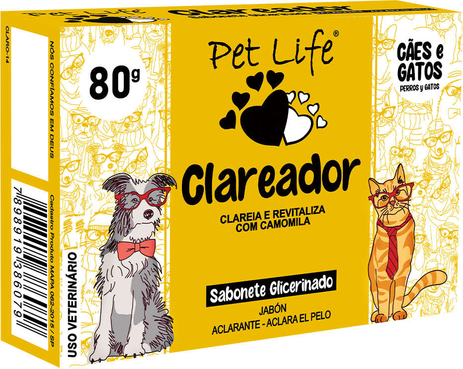 Sabonete Clareador Pet life para Cães e Gatos - 80 g