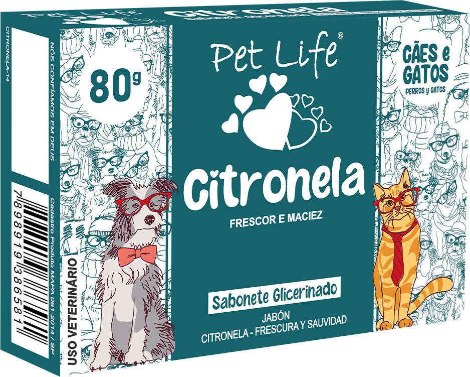 Sabonete Citronela Pet life para Cães e Gatos - 75 g
