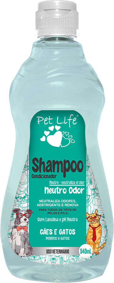 Shampoo Condicionador para Cães e Gatos com Lanolina Neutro Pet Life - 540 mL
