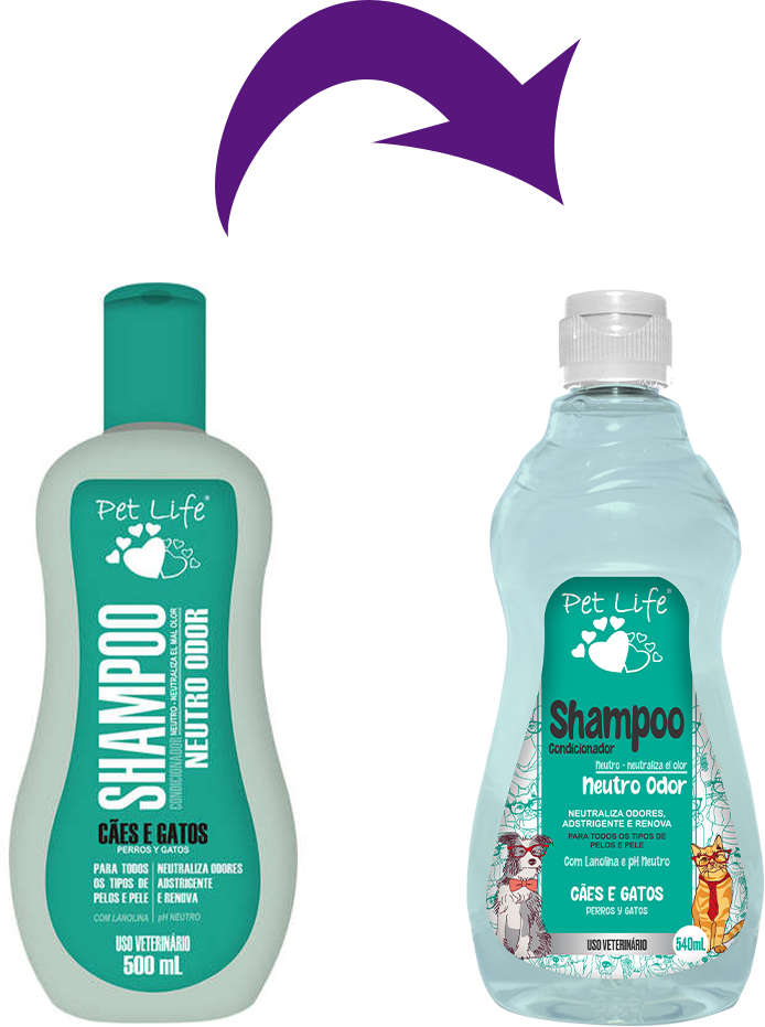 Shampoo Condicionador para Cães e Gatos com Lanolina Neutro Pet Life - 540 mL