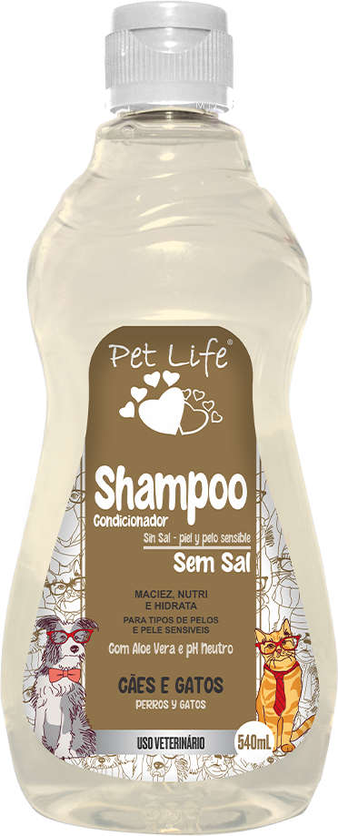 Shampoo Condicionador Pet Life Sem Sal para Cães e Gatos - 540 mL