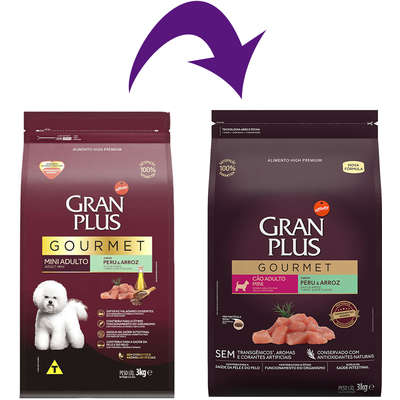 Ração Seca Affinity GranPlus Gourmet Peru & Arroz para Cães Adultos Raças Mini
