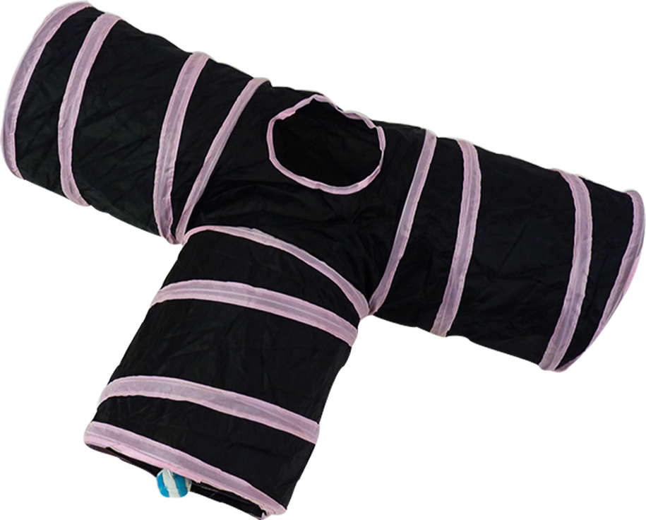 Brinquedo Túnel de Nylon em "T" Rosa para Gatos - Tam. Único
