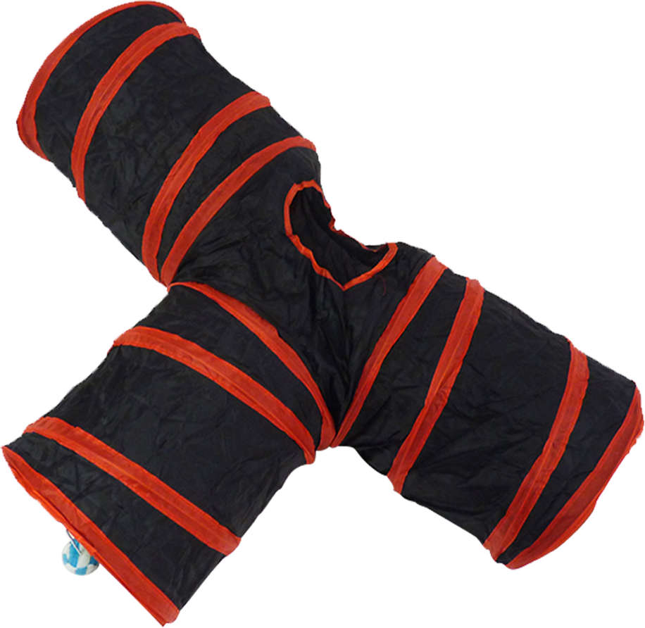 Brinquedo Túnel de Nylon em "T" Vermelho para Gatos - Tam. Único