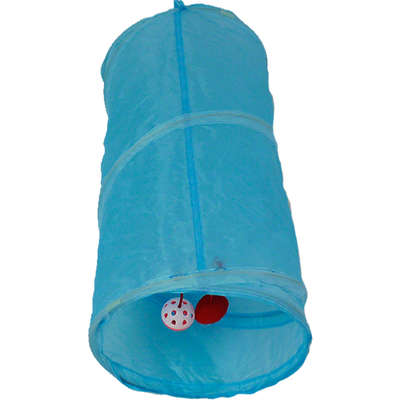 Brinquedo Túnel Reto Dobrável com Bolinha Azul para Gatos
