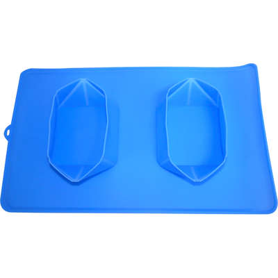 Comedouro e Bebedouro Silicone Quadrado Azul