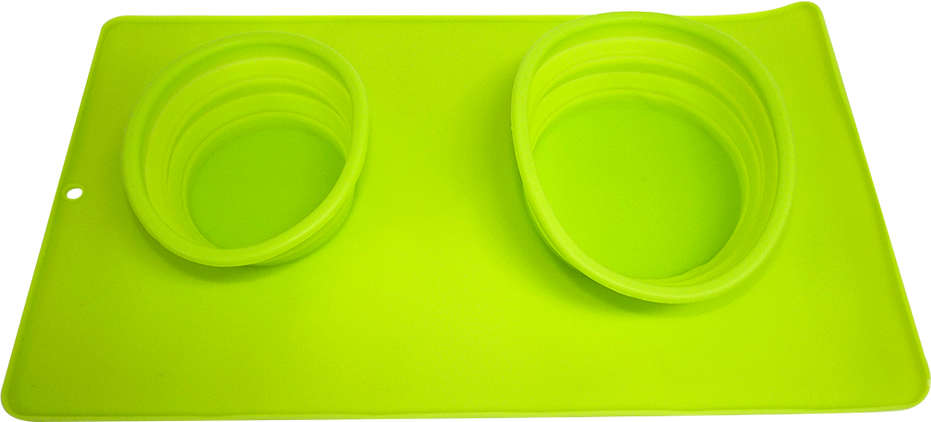 Comedouro e Bebedouro Silicone Redondo Verde - Tam. Único