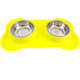 Tigela Dupla de Inox com Base de Silicone Amarelo