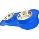 Tigela Dupla de Inox com Base de Silicone Azul