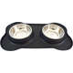 Tigela Dupla de Inox com Base de Silicone Preto