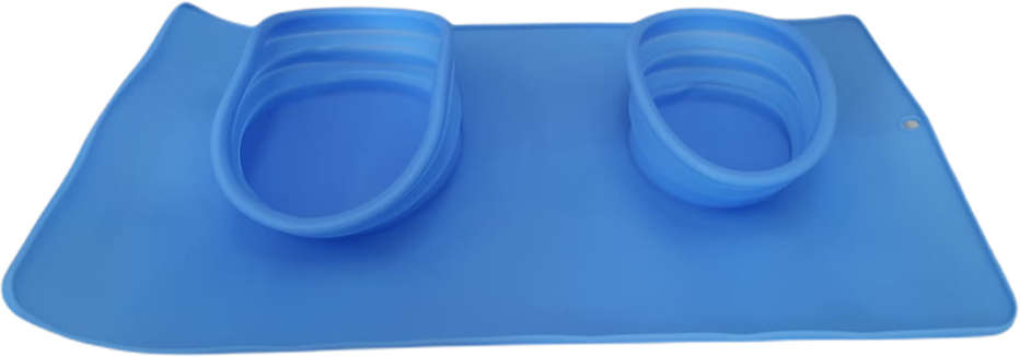 Comedouro e Bebedouro Silicone Redondo Azul - Tam. Único